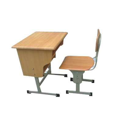 单人双木斗可升降课桌椅